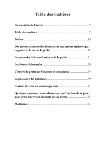 Table des matières - Pratique de l'examen de conscience